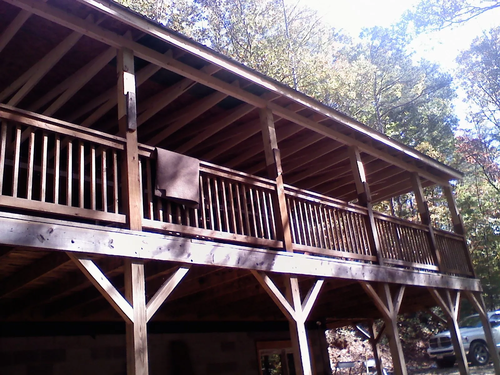 Timber framing under a new elevated porch and deck — Roof Leak Repair in Mc Knightstown by Roofing Brothers